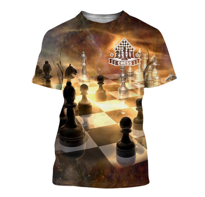 Chess Lover Shirt, Checkered Board All-Over Print Unisex Tee