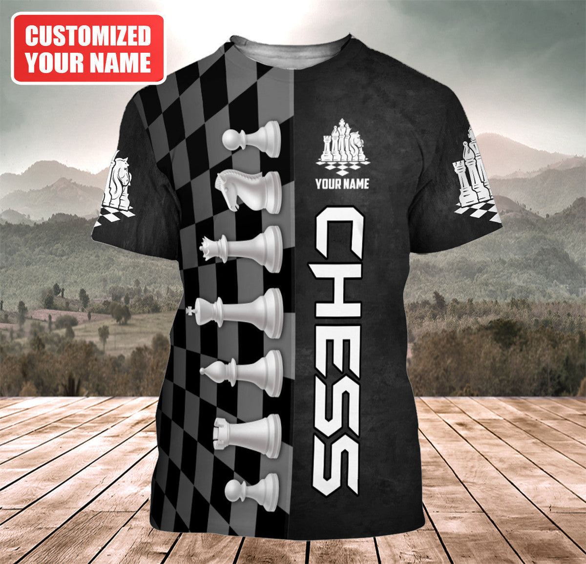 Chess Tactics Shirt, Classic King & Queen All-Over Print Unisex Tee