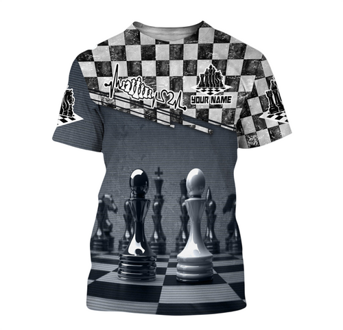 Chess Board Strategy Shirt, King & Queen All-Over Print Unisex Tee