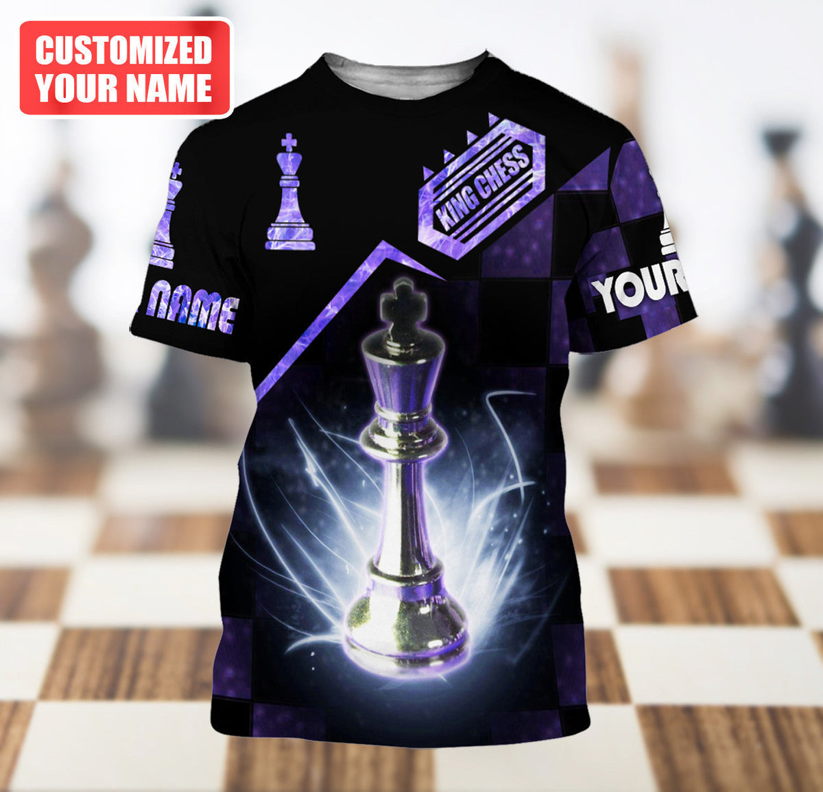 King Chess Shirt, Chess Pieces All-Over Print Unisex Tee