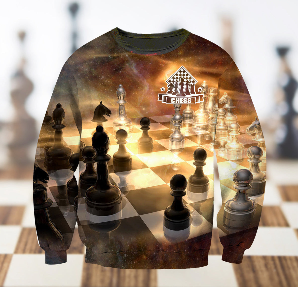 Chess Lover Shirt, Checkered Board All-Over Print Unisex Tee