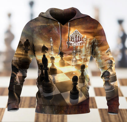 Chess Lover Shirt, Checkered Board All-Over Print Unisex Tee