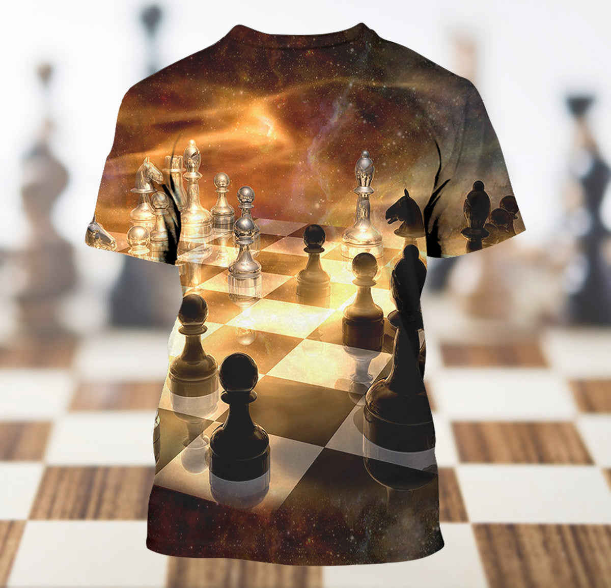 Chess Lover Shirt, Checkered Board All-Over Print Unisex Tee