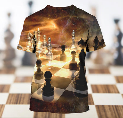Chess Lover Shirt, Checkered Board All-Over Print Unisex Tee