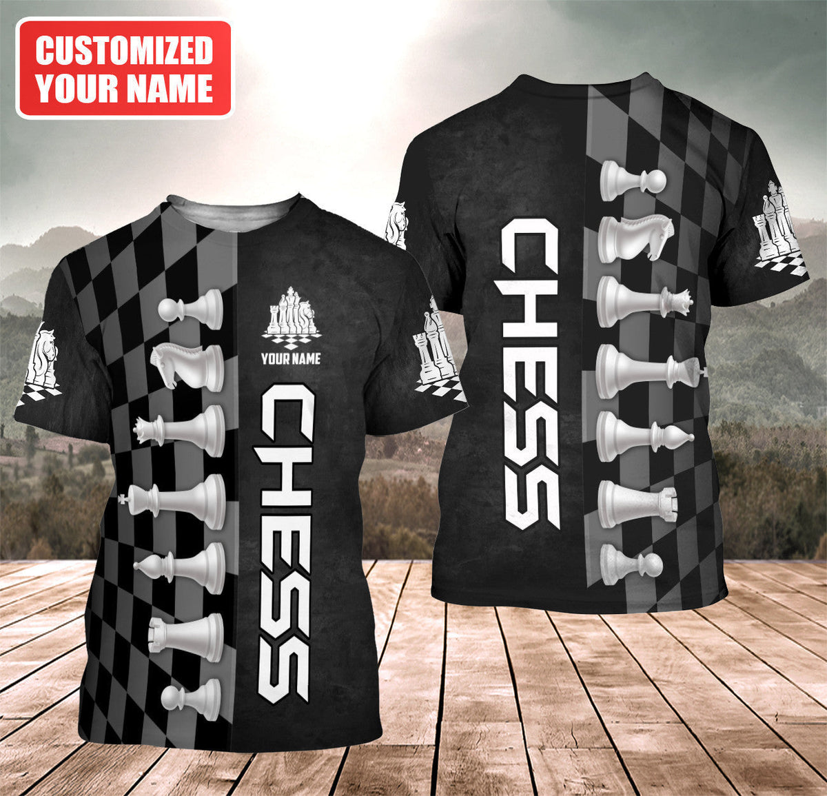 Chess Tactics Shirt, Classic King & Queen All-Over Print Unisex Tee
