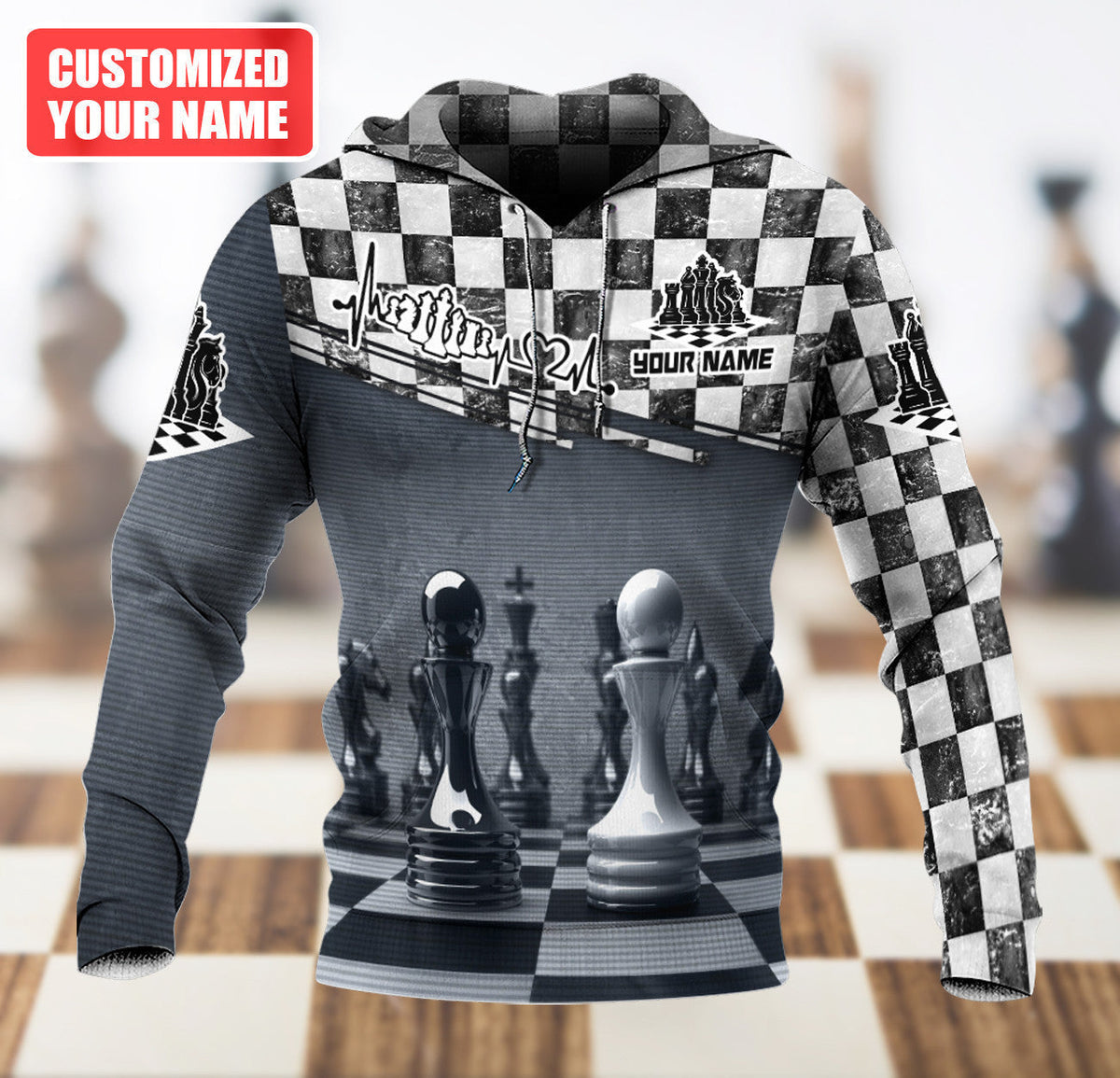 Chess Board Strategy Shirt, King & Queen All-Over Print Unisex Tee