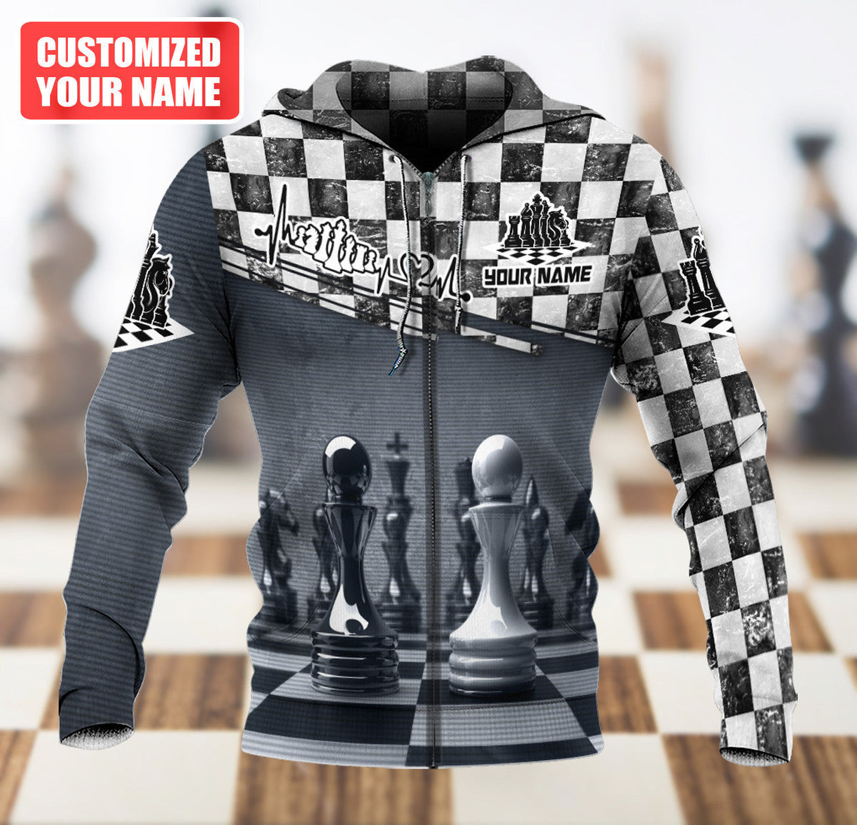 Chess Board Strategy Shirt, King & Queen All-Over Print Unisex Tee