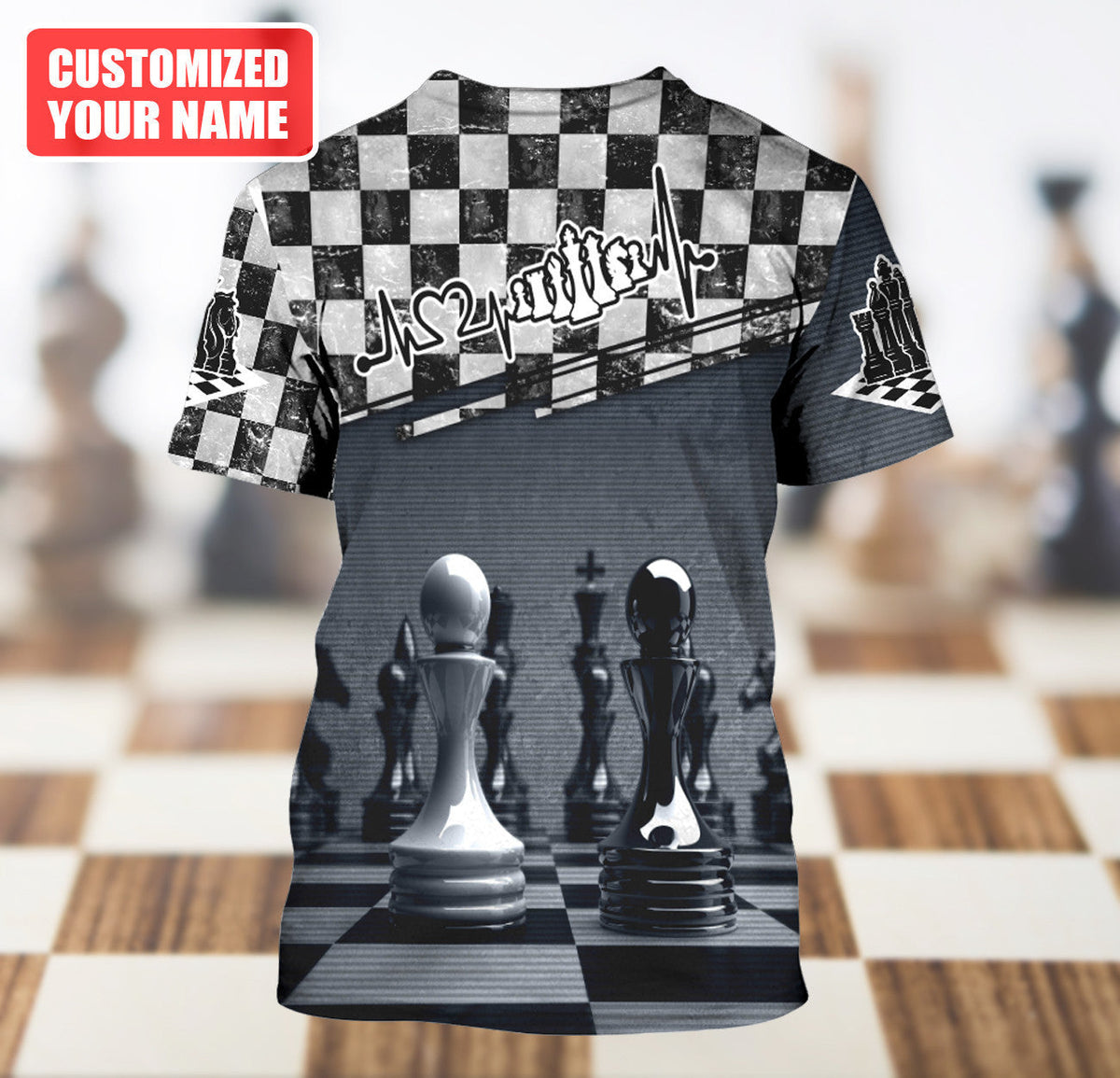 Chess Board Strategy Shirt, King & Queen All-Over Print Unisex Tee