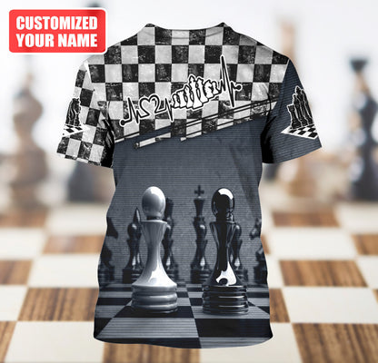 Chess Board Strategy Shirt, King & Queen All-Over Print Unisex Tee