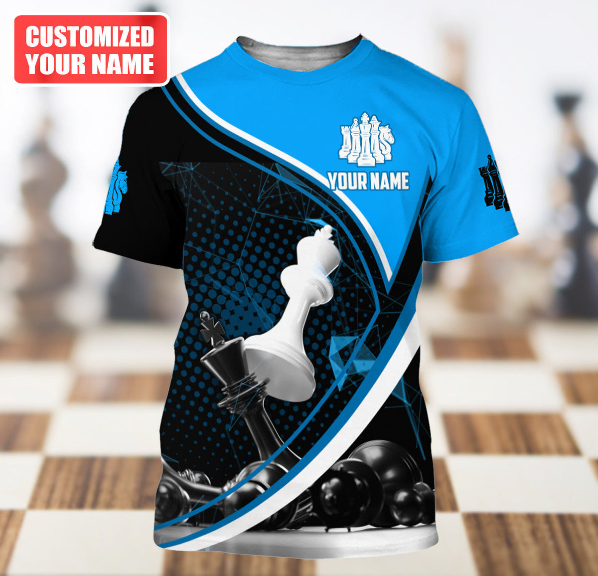 Chess Player Shirt, Chess Pieces All-Over Print Unisex Tee