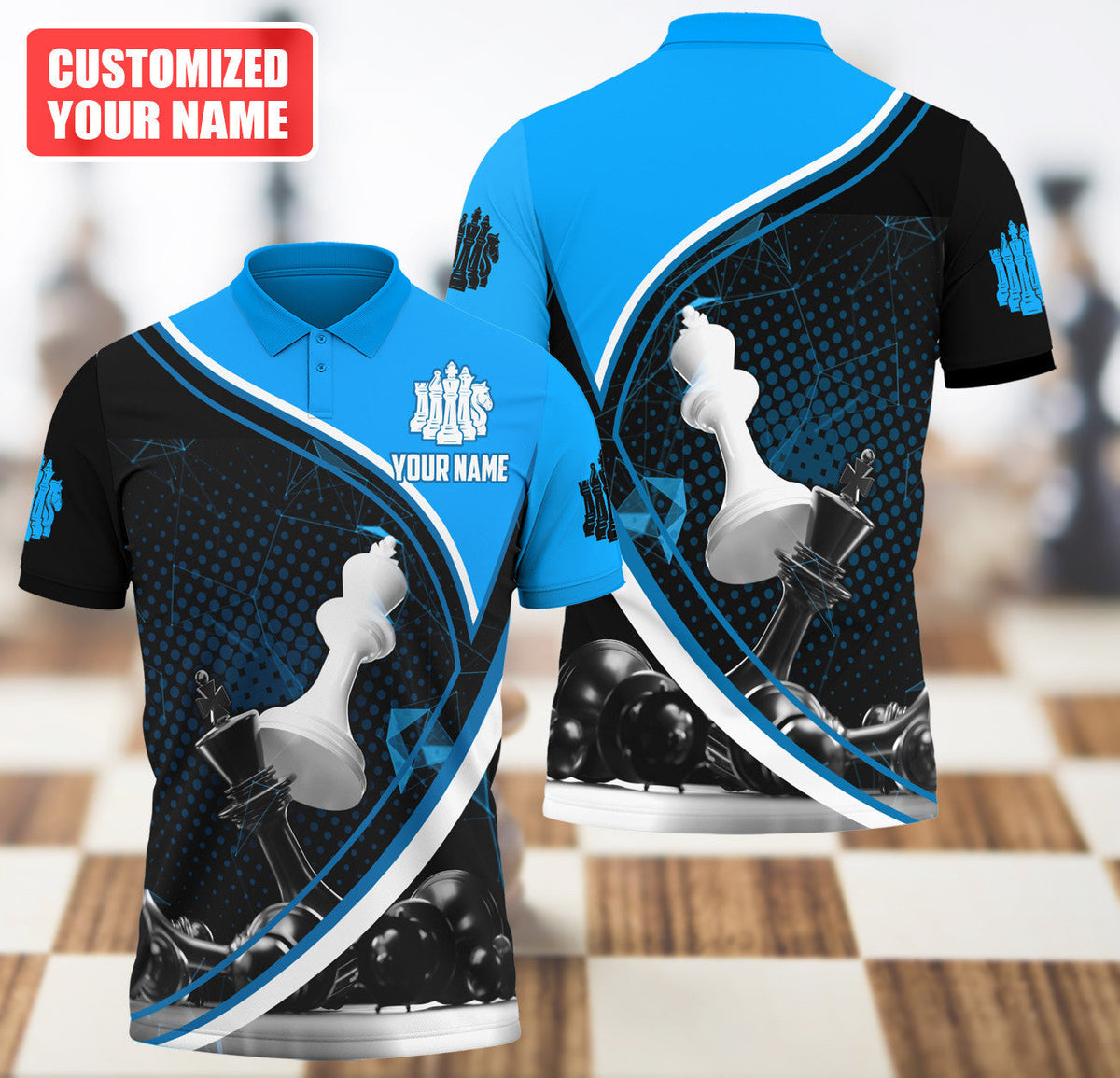 Chess Player Shirt, Chess Pieces All-Over Print Unisex Tee