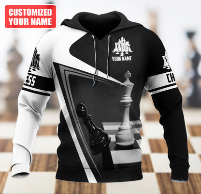 Chess Strategy Shirt, Classic Board Pieces All-Over Print Unisex Tee