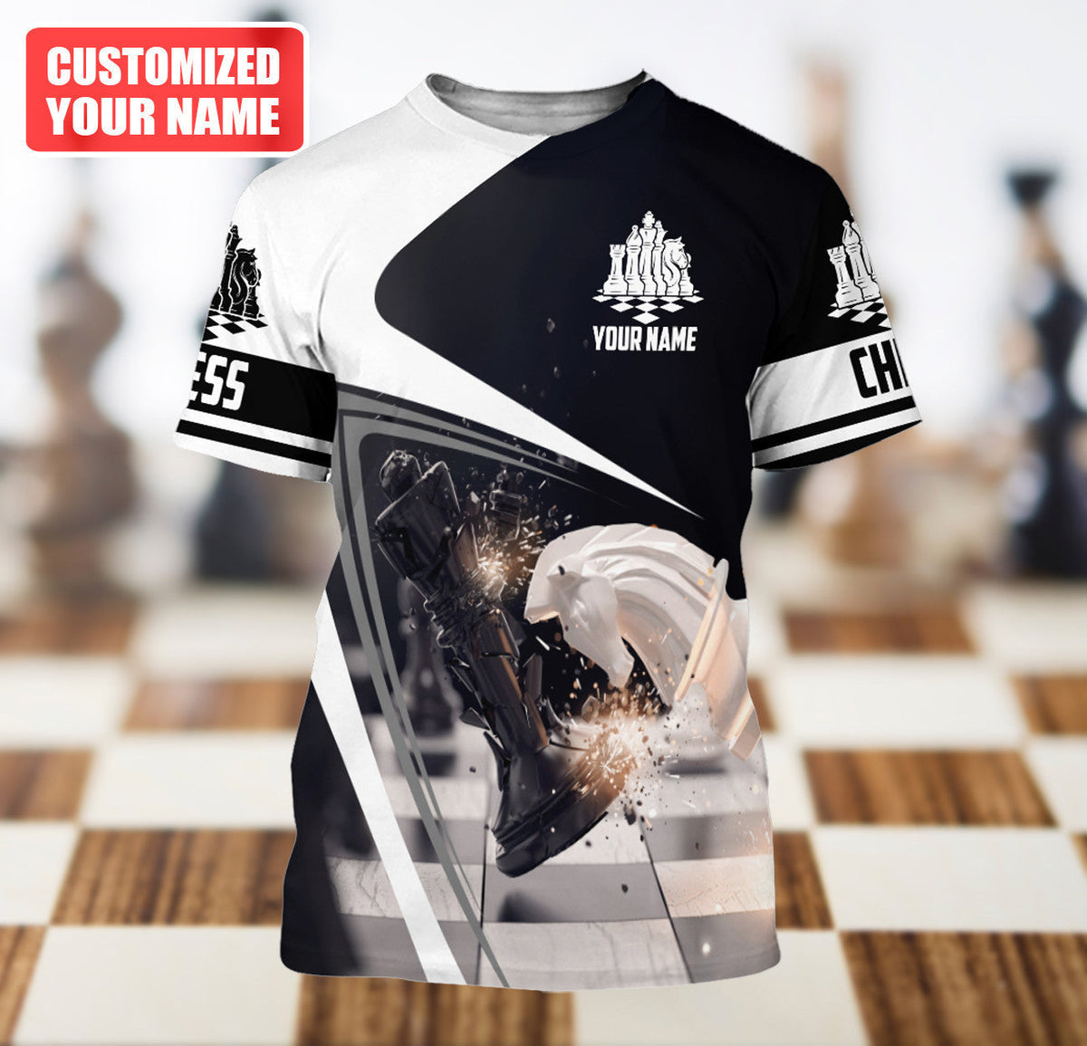 Chess Mastery Shirt, Classic Strategy Board All-Over Print Unisex Tee
