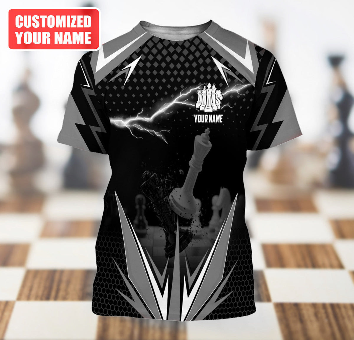 Chess Player Shirt, Chess Pieces All-Over Print Unisex Tee