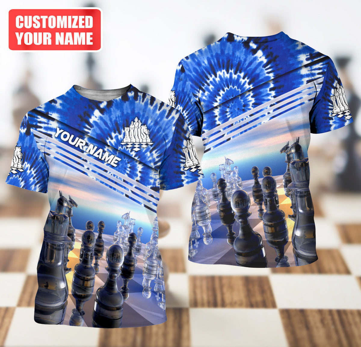 Chess Player Shirt, Chess Pieces All-Over Print Unisex Tee