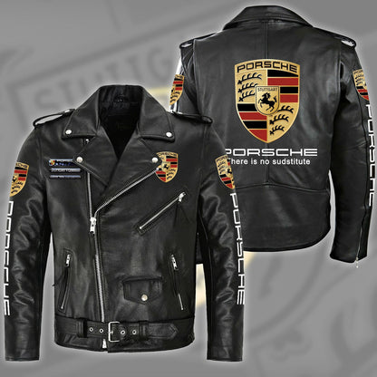 Pors Zipper Vintage Leather Jacket S260109