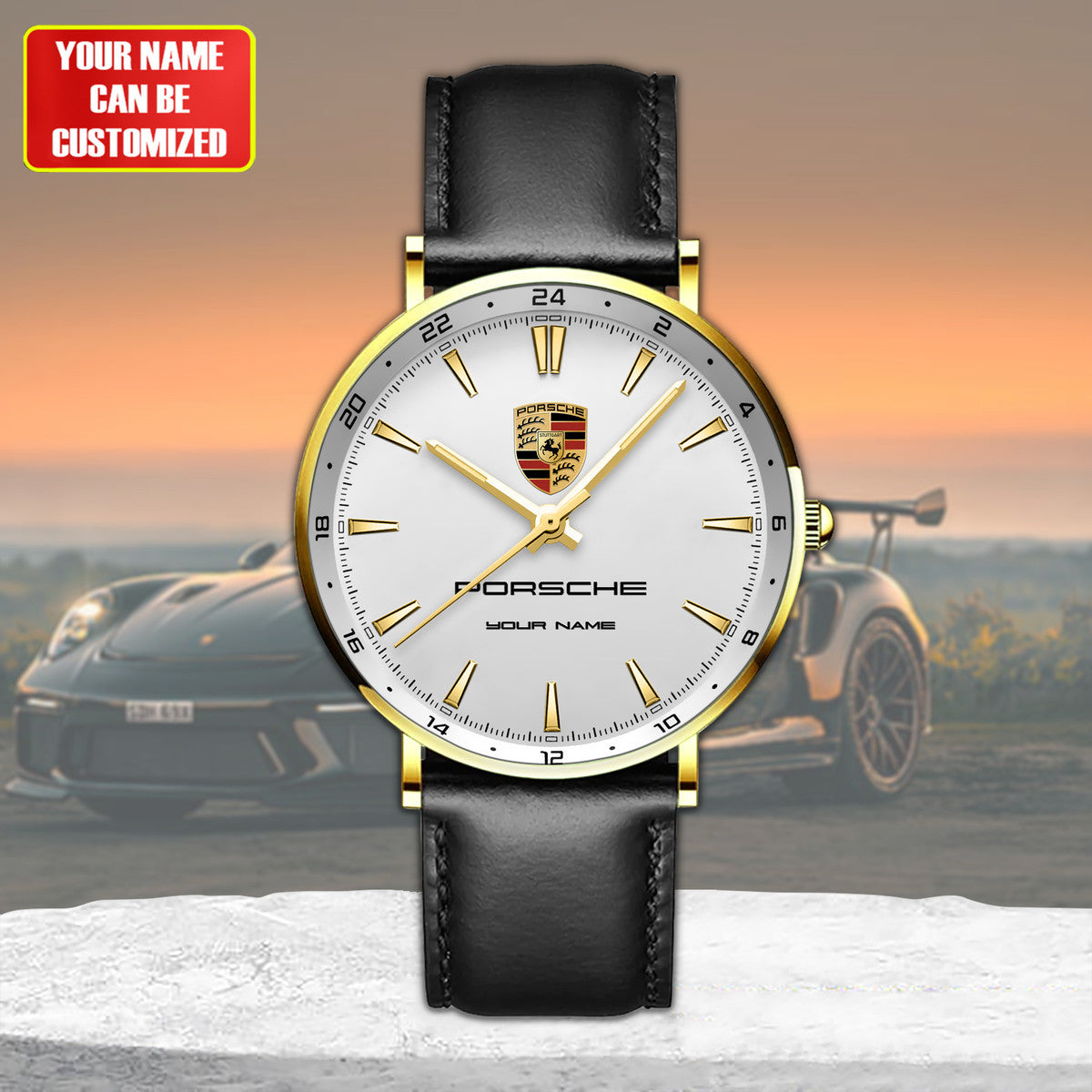 Personalized Pors Quartz Leather Watch P120303