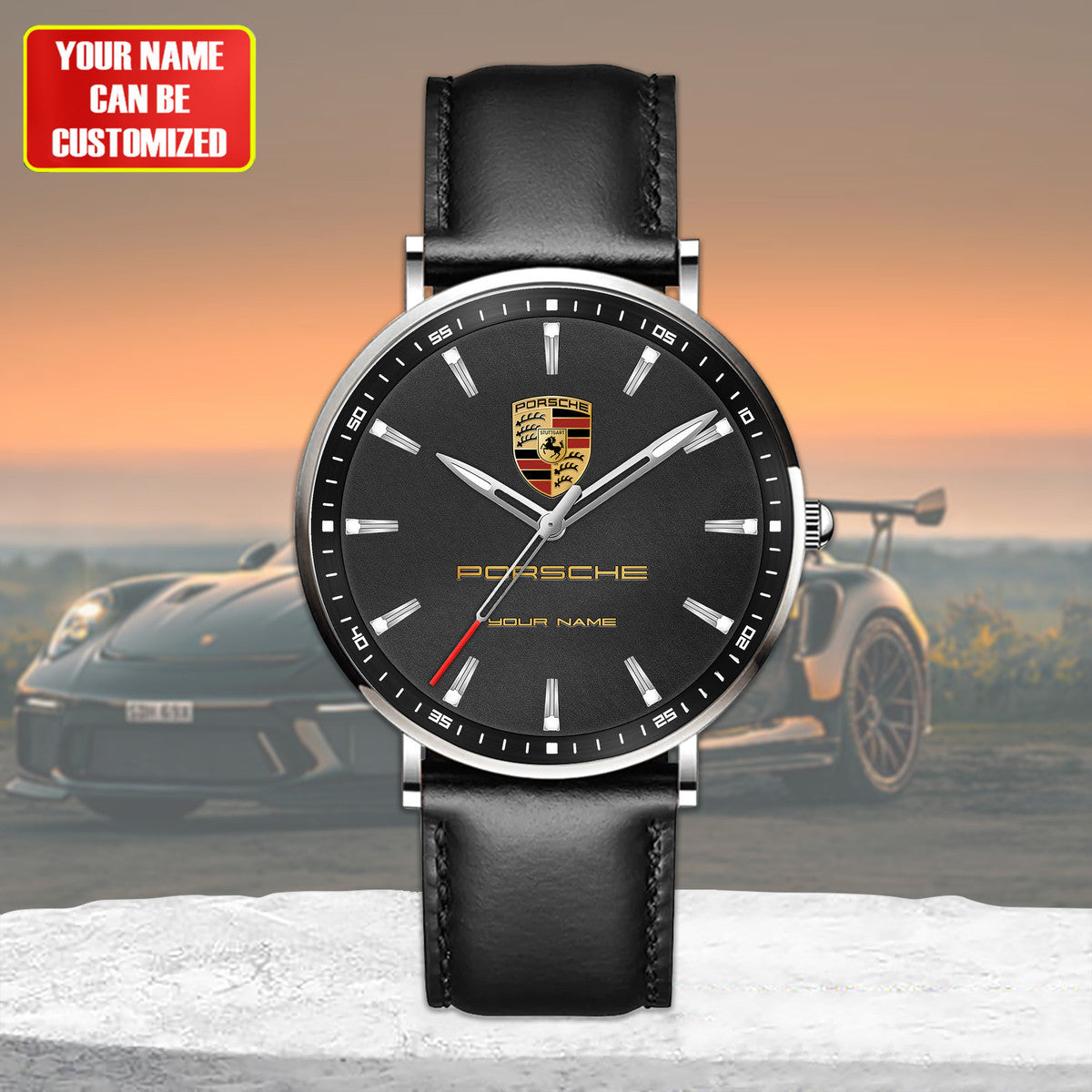 Personalized Pors Boss Quartz Leather Watch P220311