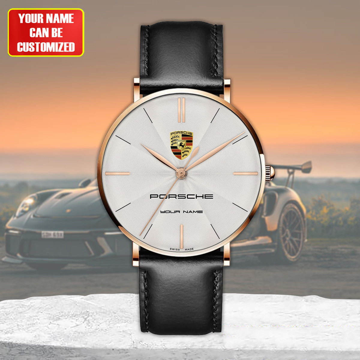 Personalized Pors Luxury Quartz Leather Watch P260306