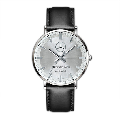 Personalized Merc - Benz Luxury Quartz Leather Watch QB280805