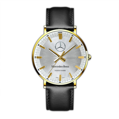Personalized Merc - Benz Luxury Quartz Leather Watch QB280805