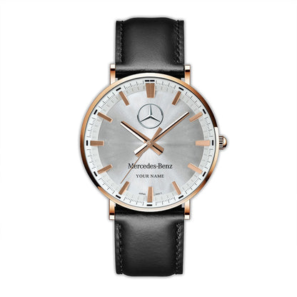 Personalized Merc - Benz Luxury Quartz Leather Watch QB280805