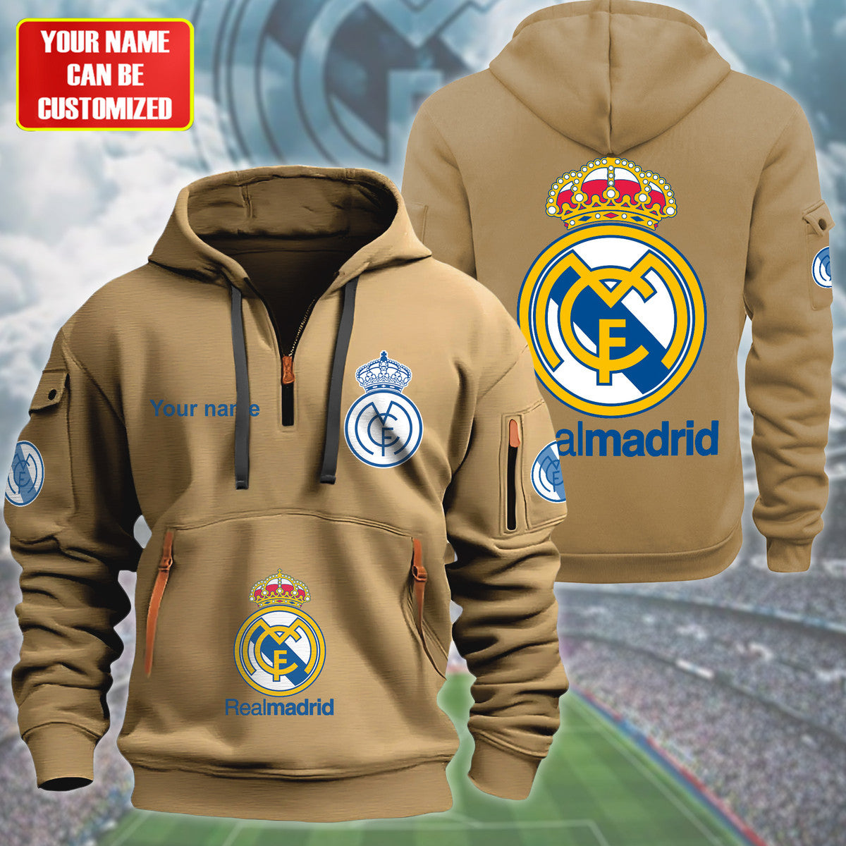 Personalized Real Madrid Zip-Hoodie Cotton Jacket Q040906
