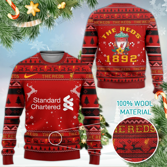 Liverpool Q7 Ugly Christmas Sweater , Unisex Wool Sweater
