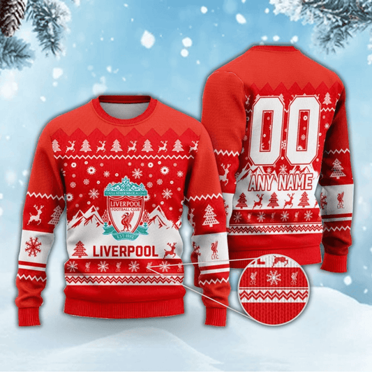 Personalized Liverpool Q8 Ugly Christmas Sweater , Unisex Wool Sweater