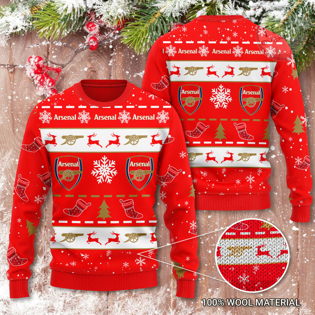 Arsenal Ugly Christmas Sweater , Unisex Wool Sweater P2