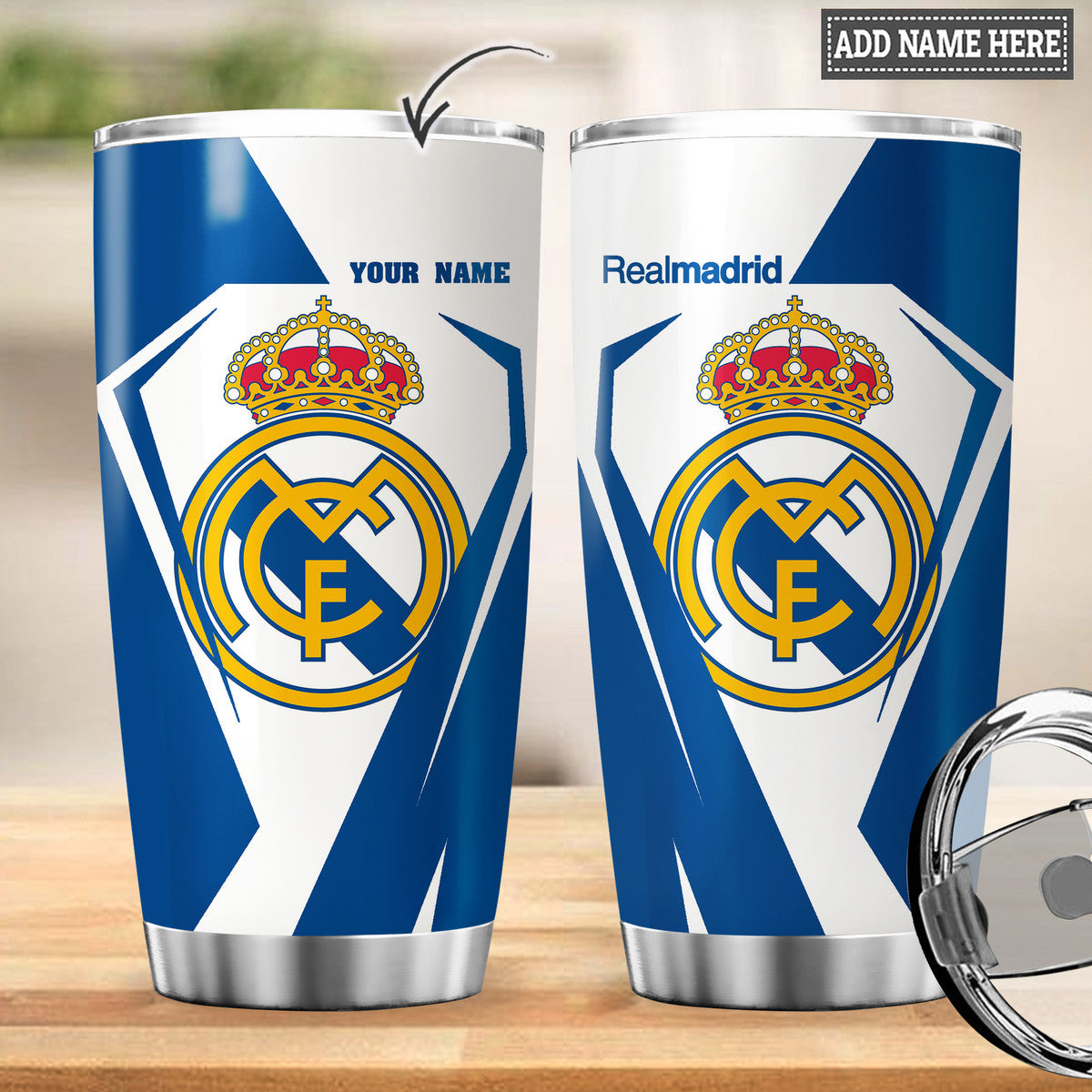 Personalized Name Real Madrid Stainless Tumbler 20oz 30oz Cup Q031003