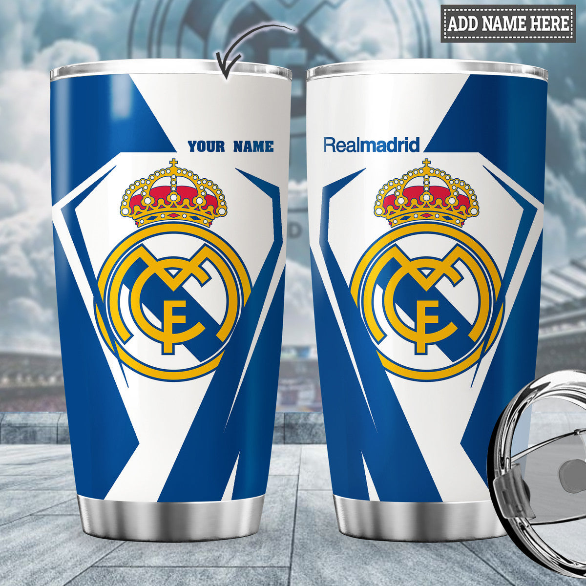 Personalized Name Real Madrid Stainless Tumbler 20oz 30oz Cup Q031003