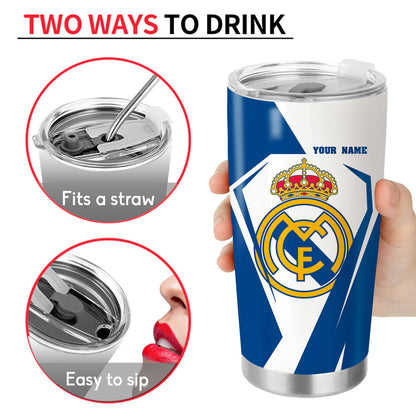 Personalized Name Real Madrid Stainless Tumbler 20oz 30oz Cup Q031003