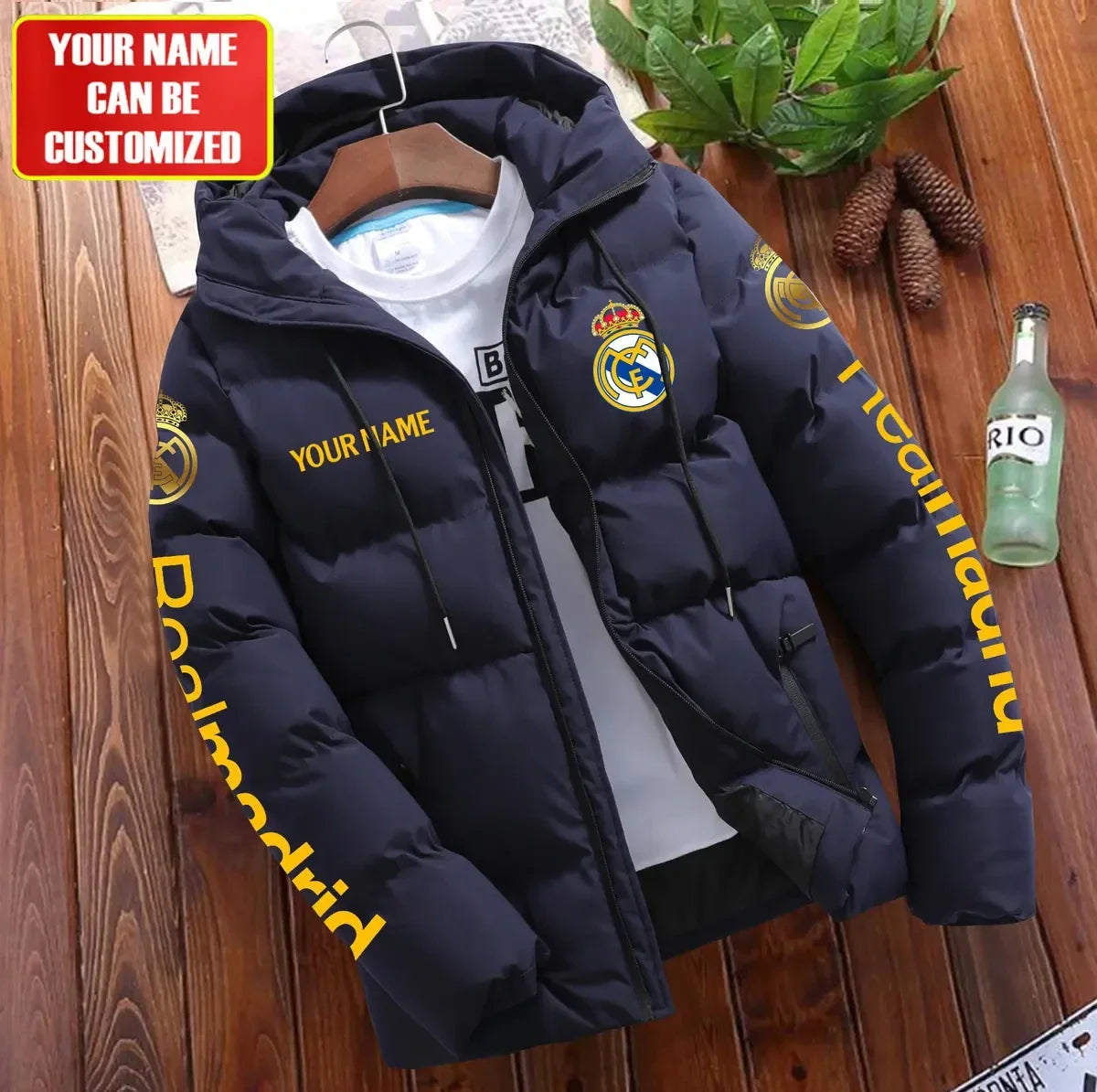Personalized Real Madrid Puffer Jacket With Hood S061107
