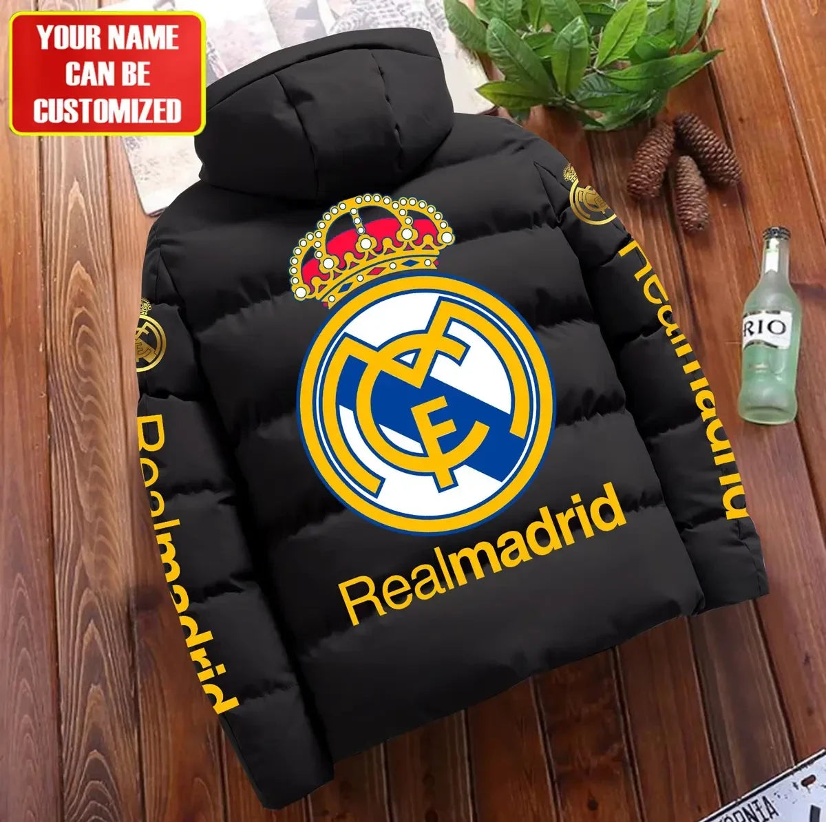 Personalized Real Madrid Puffer Jacket With Hood S061107