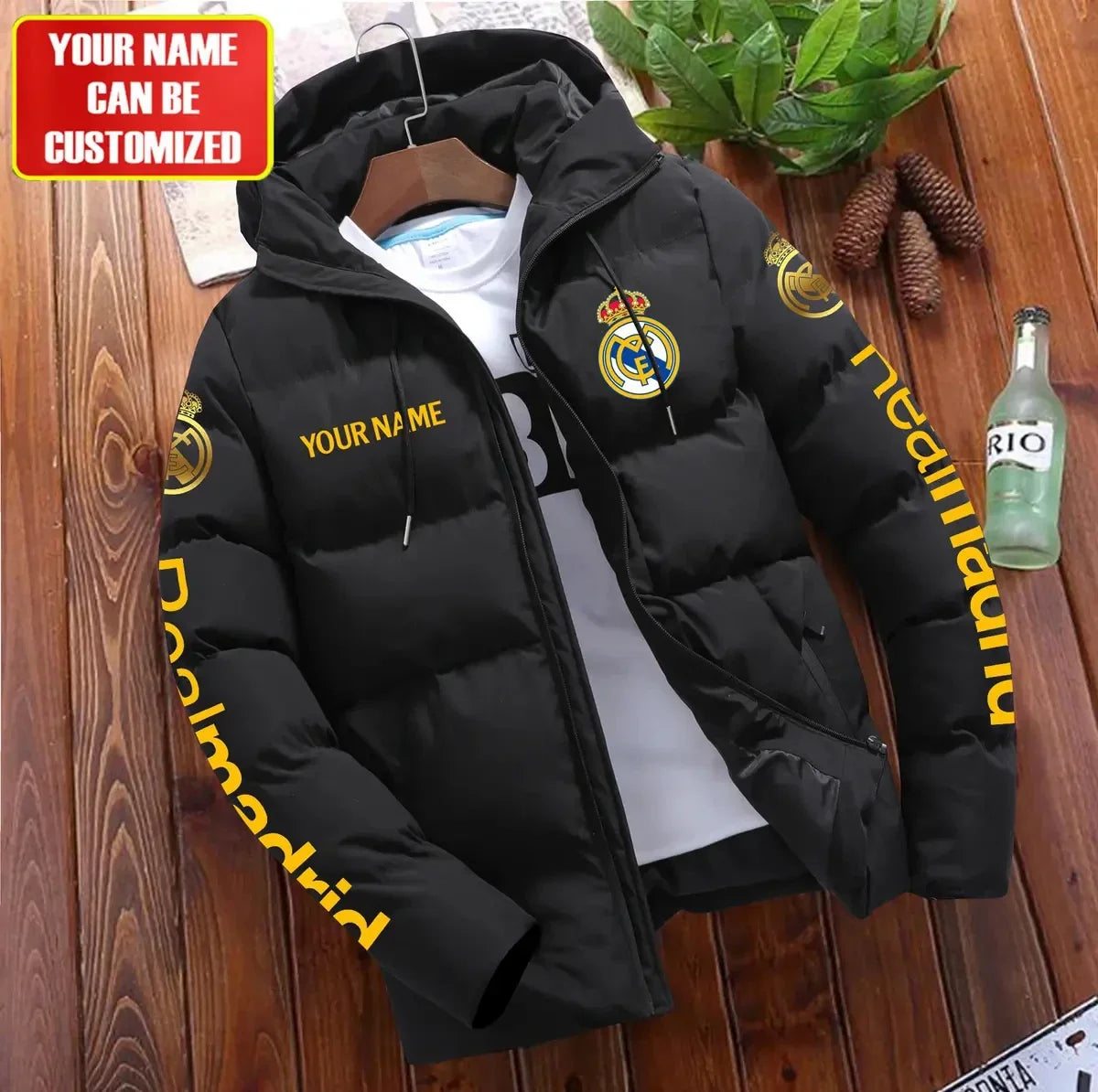 Personalized Real Madrid Puffer Jacket With Hood S061107