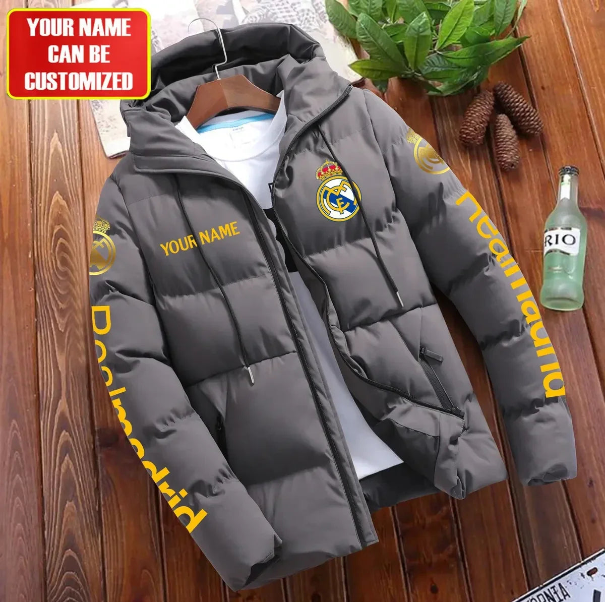 Personalized Real Madrid Puffer Jacket With Hood S061107