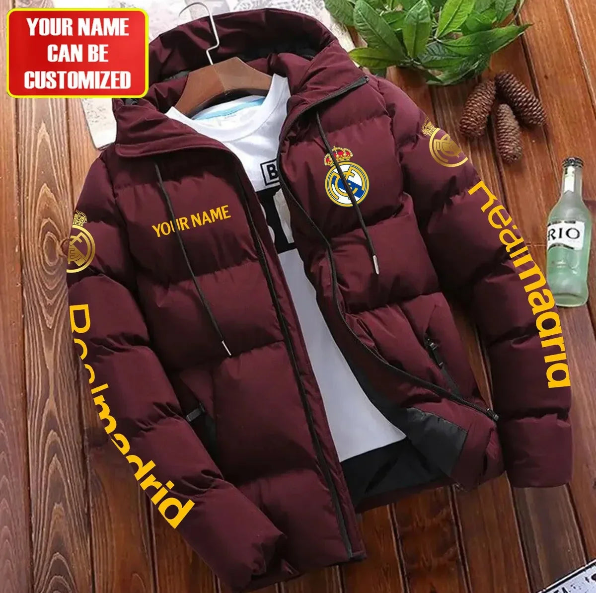 Personalized Real Madrid Puffer Jacket With Hood S061107