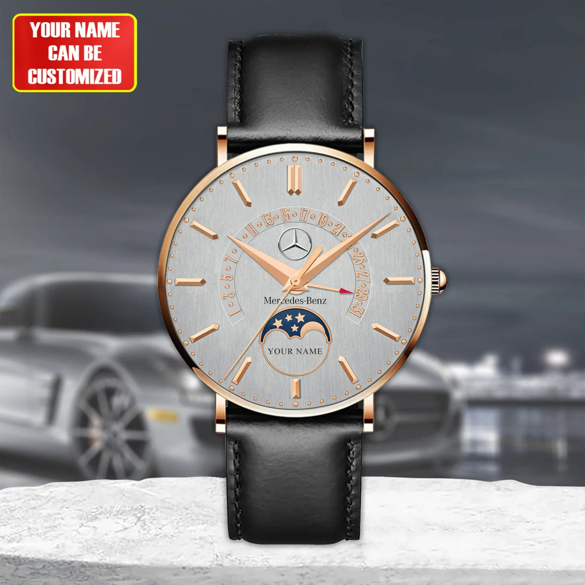 Personalized Mercedes Quartz Leather Watch P121101