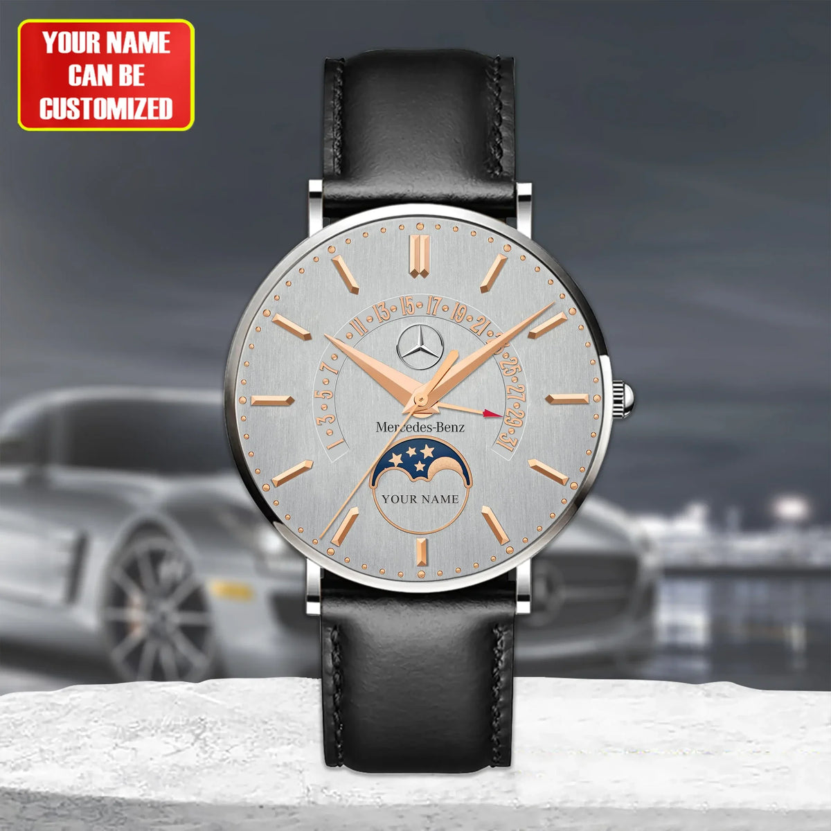 Personalized Mercedes Quartz Leather Watch P121101