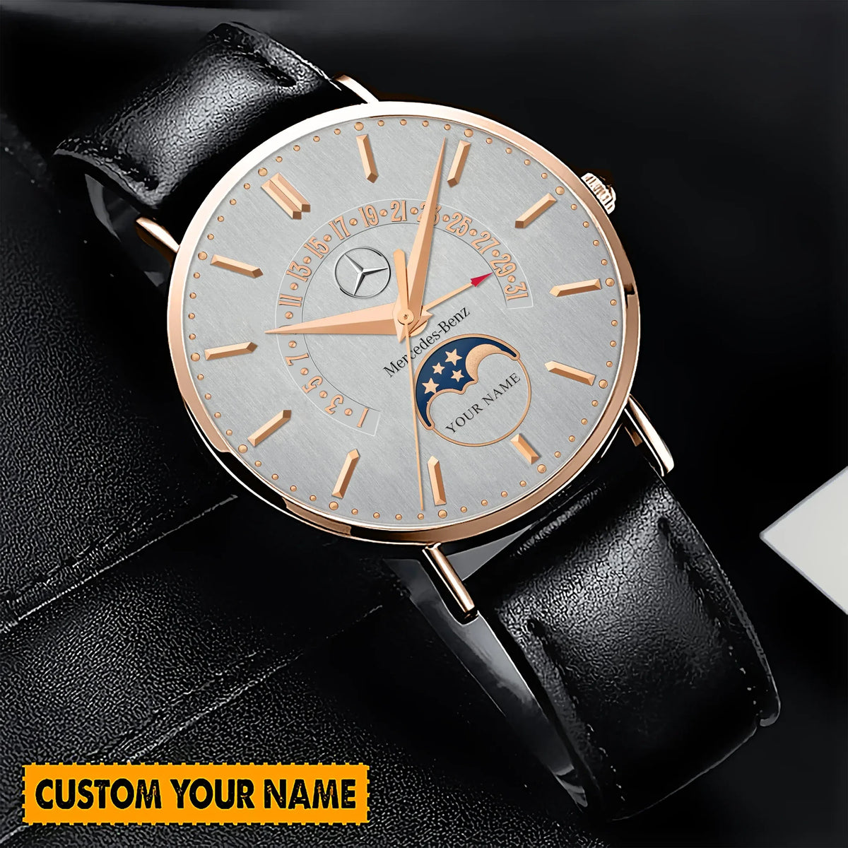 Personalized Mercedes Quartz Leather Watch P121101
