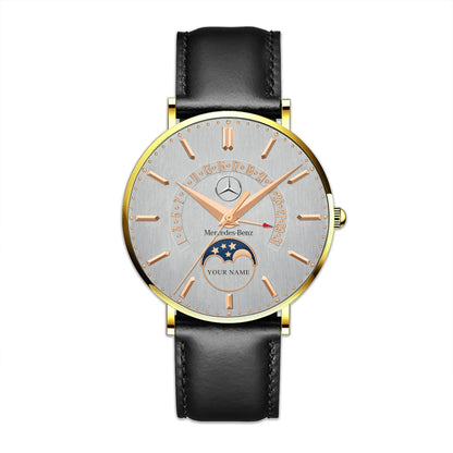 Personalized Mercedes Quartz Leather Watch P121101