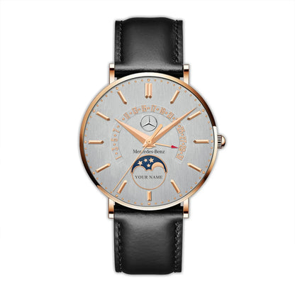 Personalized Mercedes Quartz Leather Watch P121101