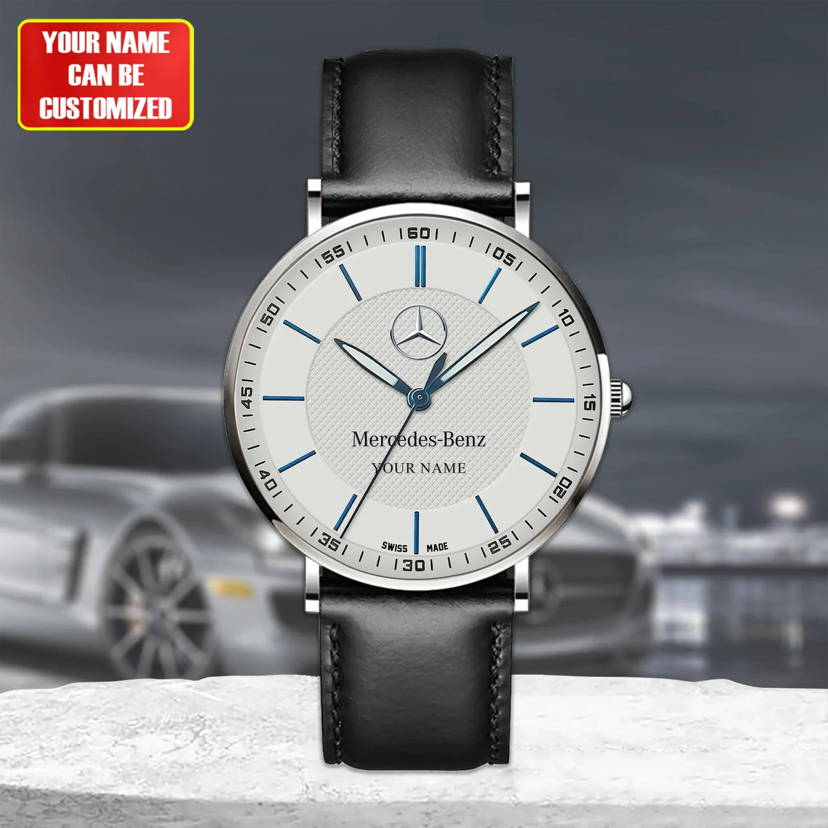 Personalized Merc Sapphire Quartz Leather Watch P181104