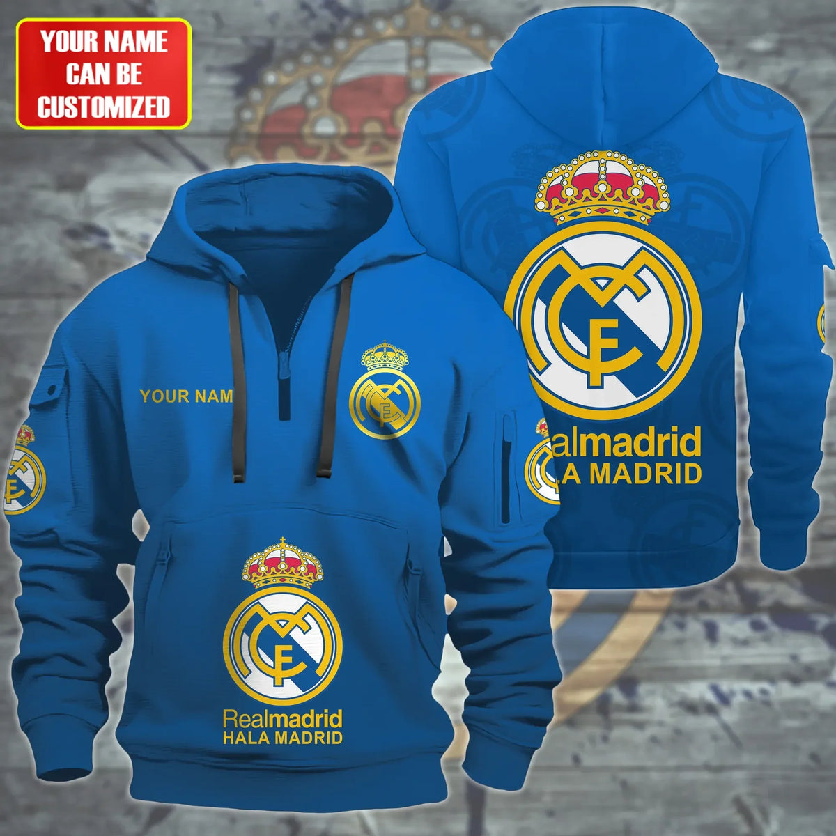 Personalized Real Madrid 3D Zip-Hoodie Cotton Jacket
