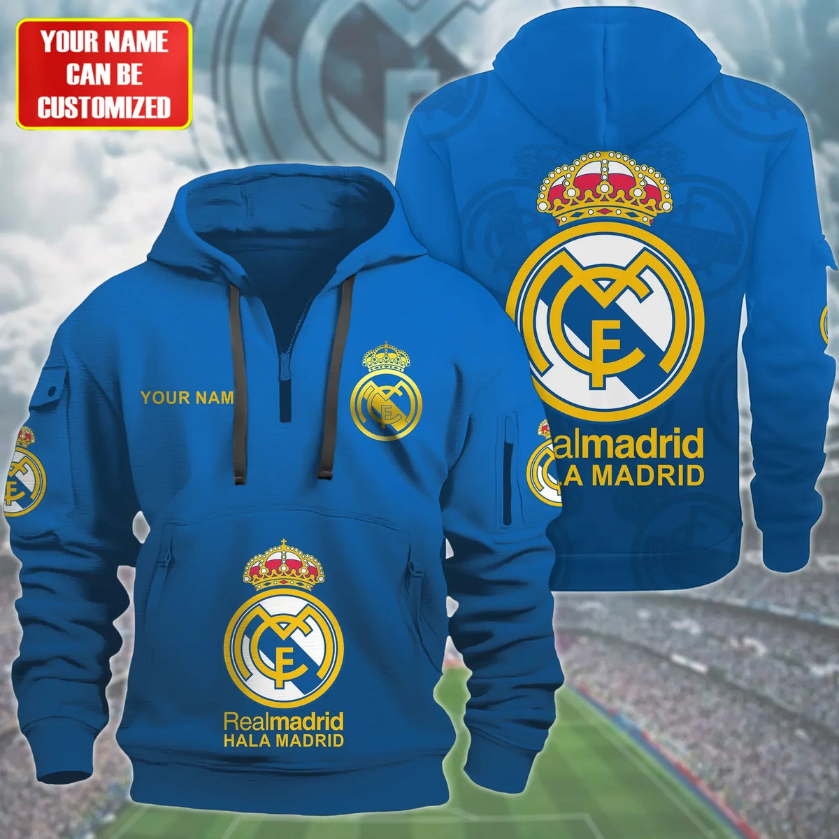 Personalized Real Madrid 3D Zip-Hoodie Cotton Jacket