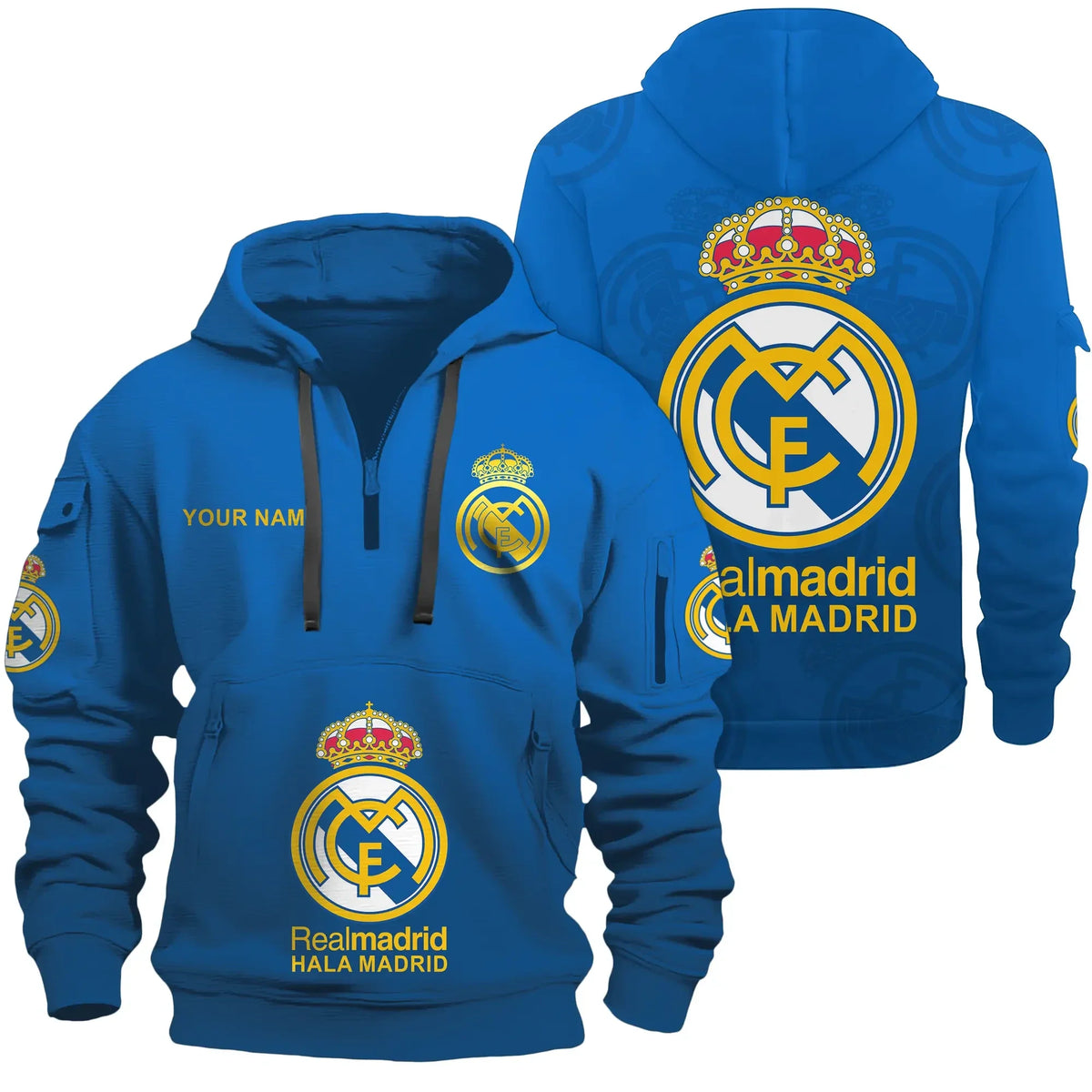 Personalized Real Madrid 3D Zip-Hoodie Cotton Jacket