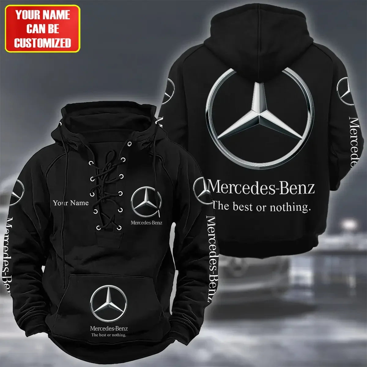 Personalized Merc Lace-up Cotton Hoodie