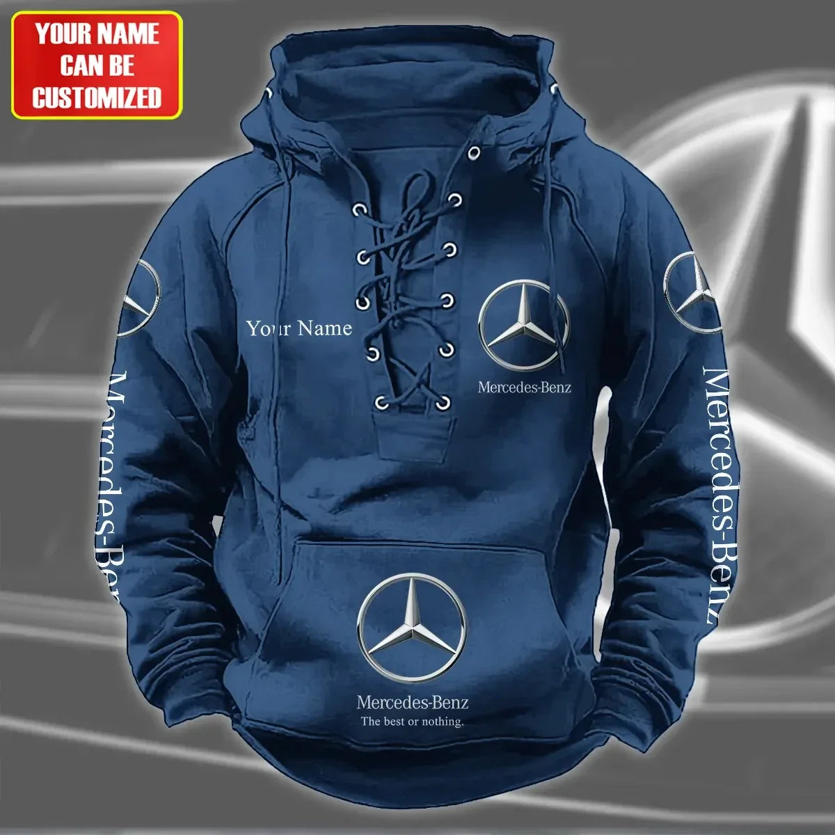 Personalized Merc Lace-up Cotton Hoodie