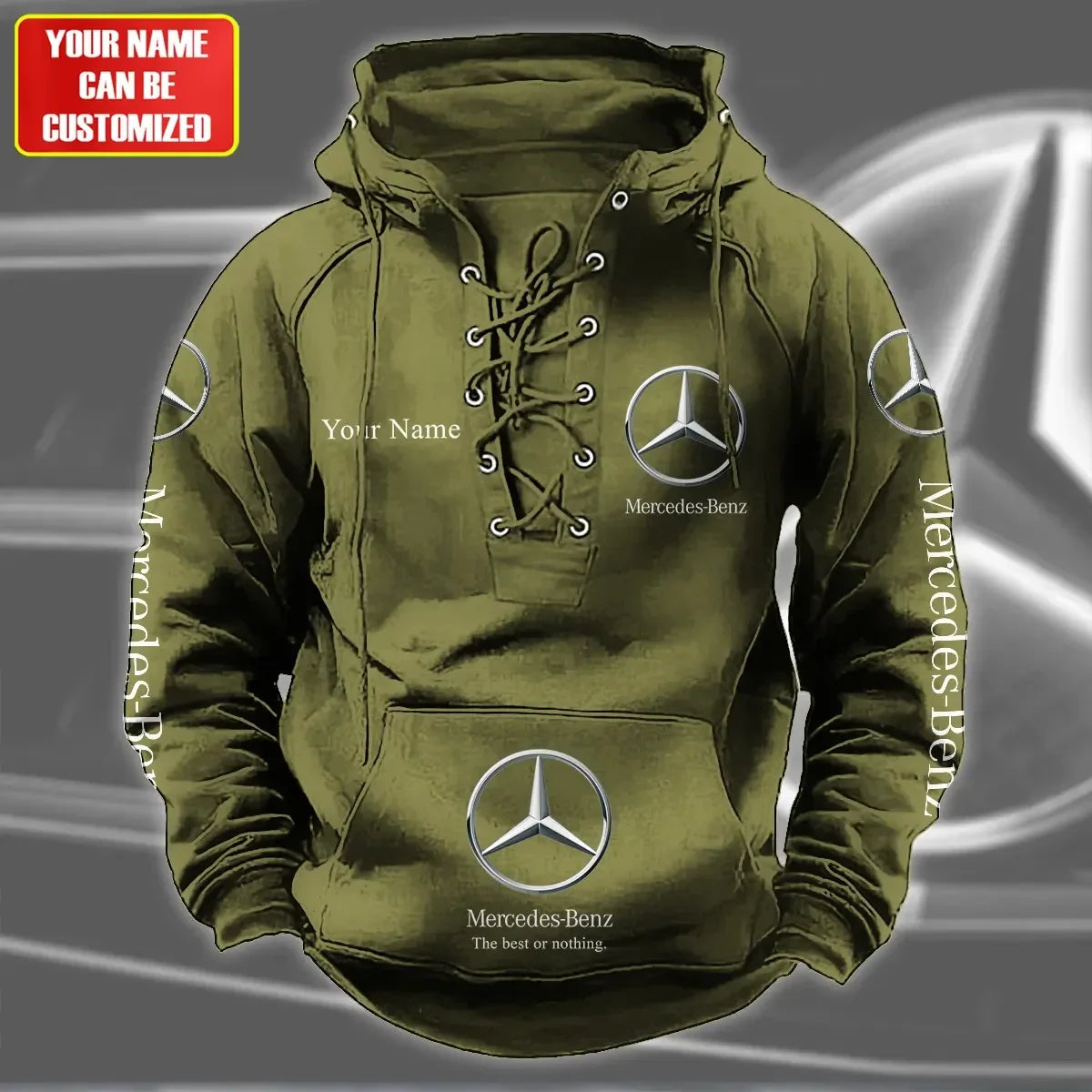 Personalized Merc Lace-up Cotton Hoodie